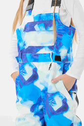 Girls’ Blue Tie-dye Reflective Durable Workwear Snow Bibs